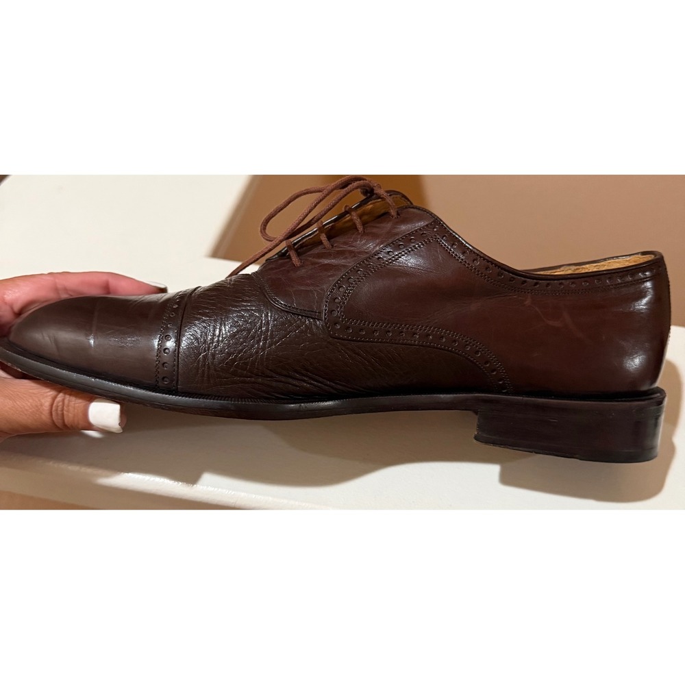 Mezlan Nicola Cap Toe‎ Oxford Brown Leather Dress Shoes Men's 10.5 Made Spain - Picture 9 of 12